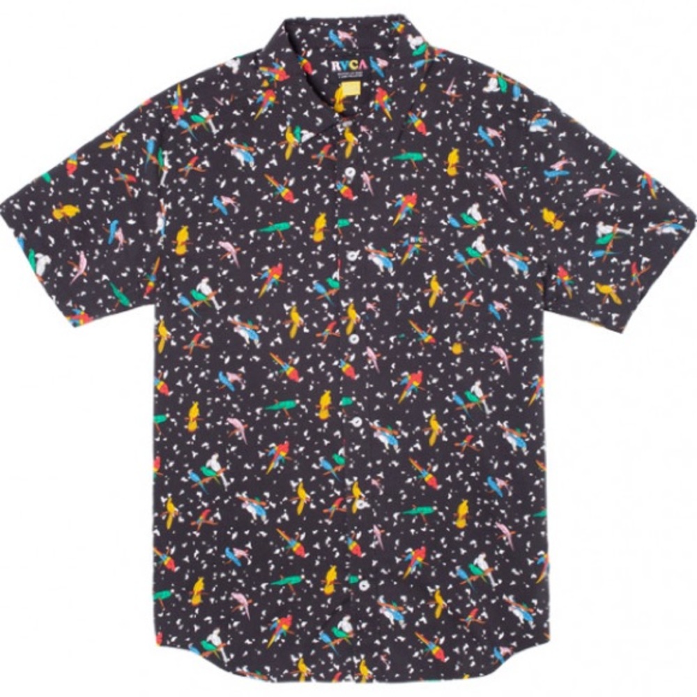 NWT Boy’s RVCA Lp X Klw Parrots Shirt